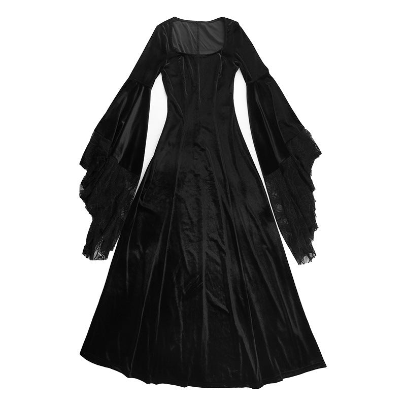 Abito a Maniche Lunghe con Dettagli Ragnatela per Halloween