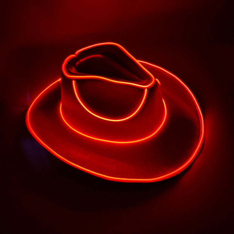 Cappello Cowboy Lampeggiante Fluorescente – Accessorio Wireless per Feste di Carnevale e Halloween