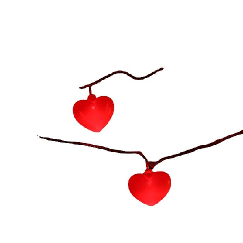 Decorazione per feste in camera, catena luminosa a forma di cuore, luce d'atmosfera a LED rossa