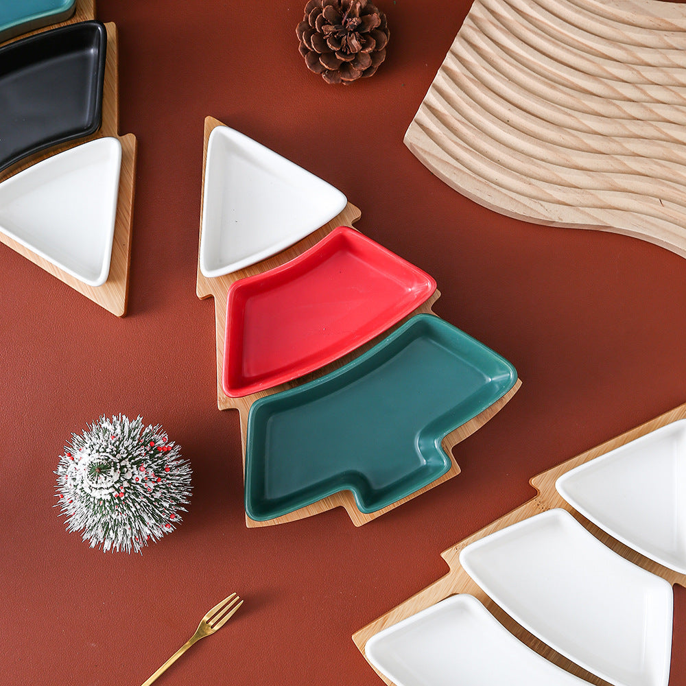 Piatto creativo per caramelle, frutta, snack; in ceramica a forma di albero di Natale