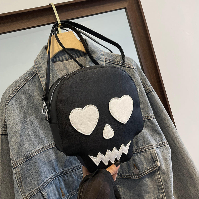 Carinissime Borse a Spalla con Teschio di Halloween e Occhi a Cuore - Borsa a Tracolla alla Moda per Ragazze e Donne