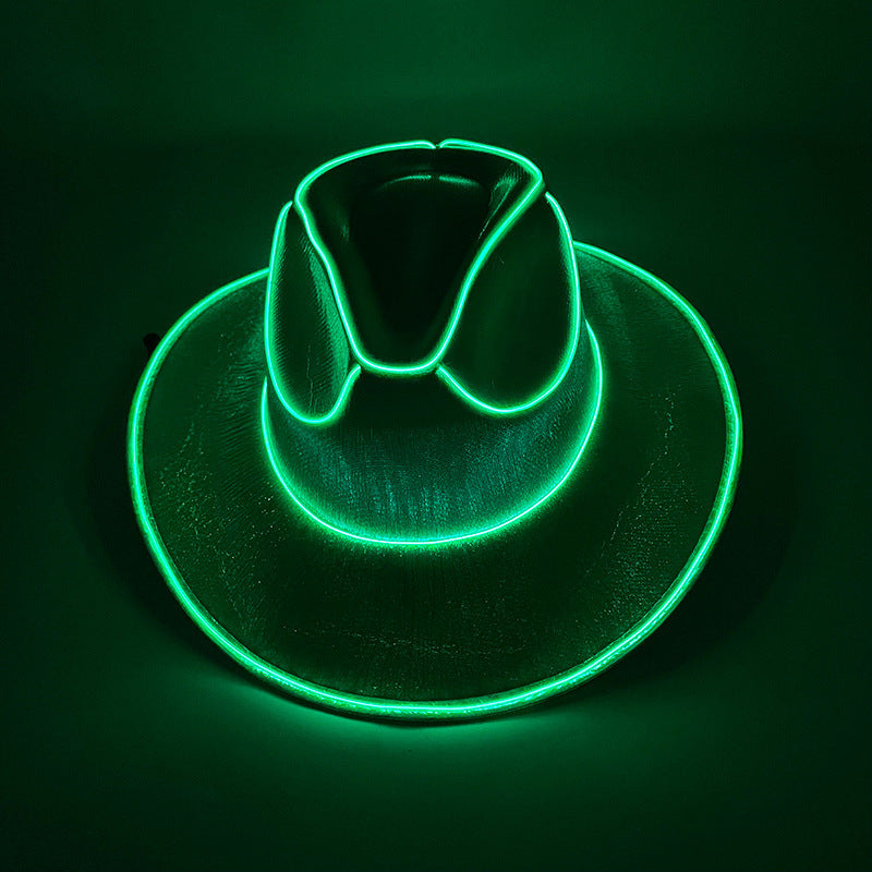Cappello Cowboy Lampeggiante Fluorescente – Accessorio Wireless per Feste di Carnevale e Halloween