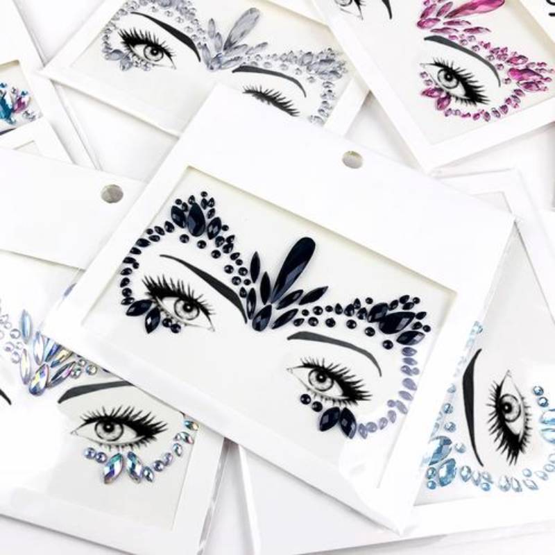 Adesivi per il viso con diamanti acrilici per trucco europeo e americano