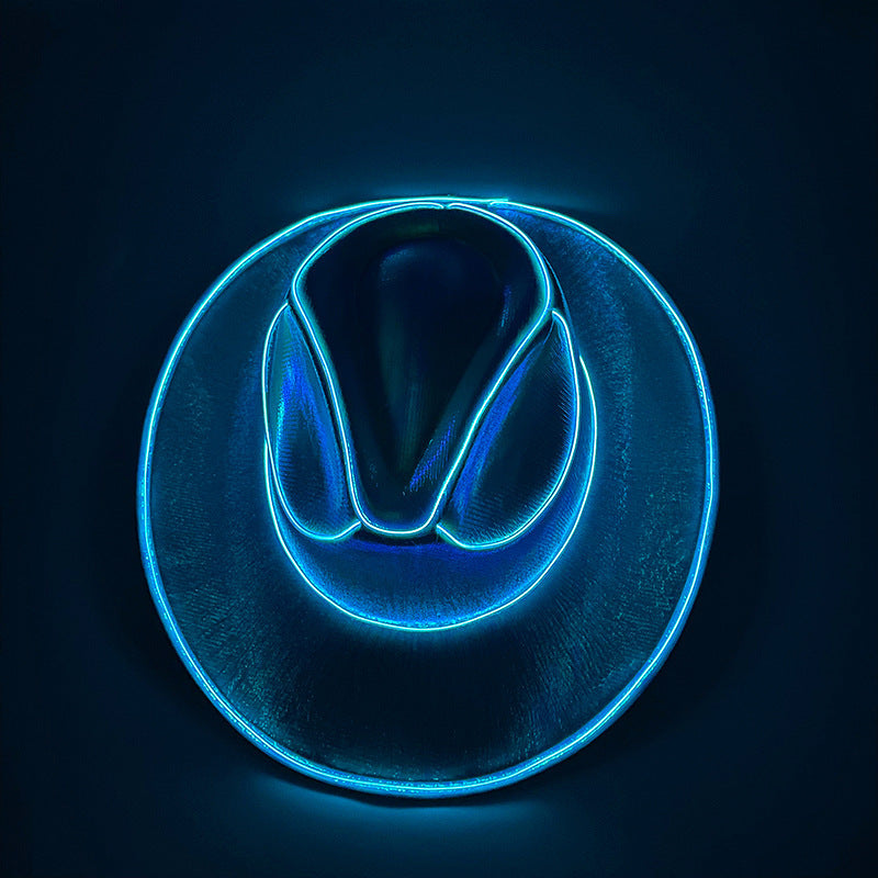 Cappello Cowboy Lampeggiante Fluorescente – Accessorio Wireless per Feste di Carnevale e Halloween