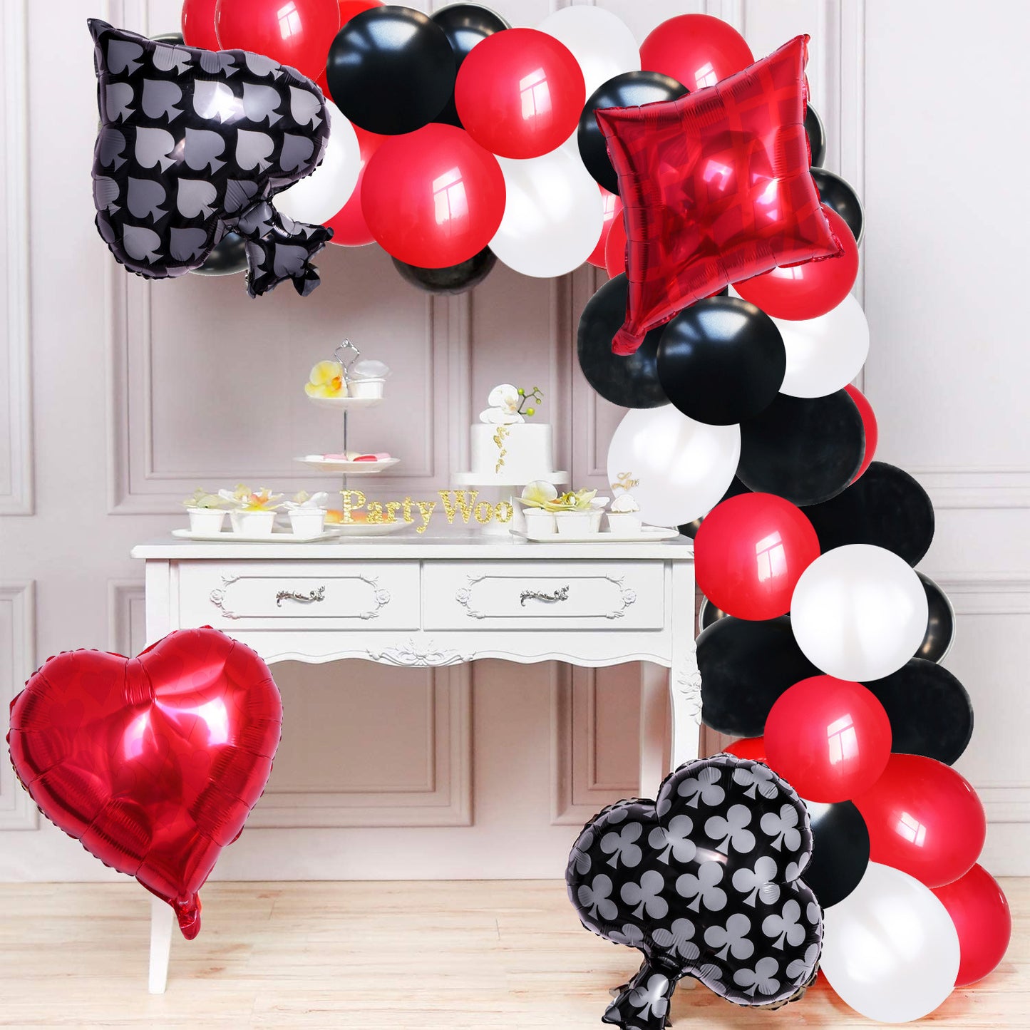 Decorazione per feste con palloncini, Decorazione per feste a Las Vegas, Set per feste con decorazioni per palloncini con carte da gioco