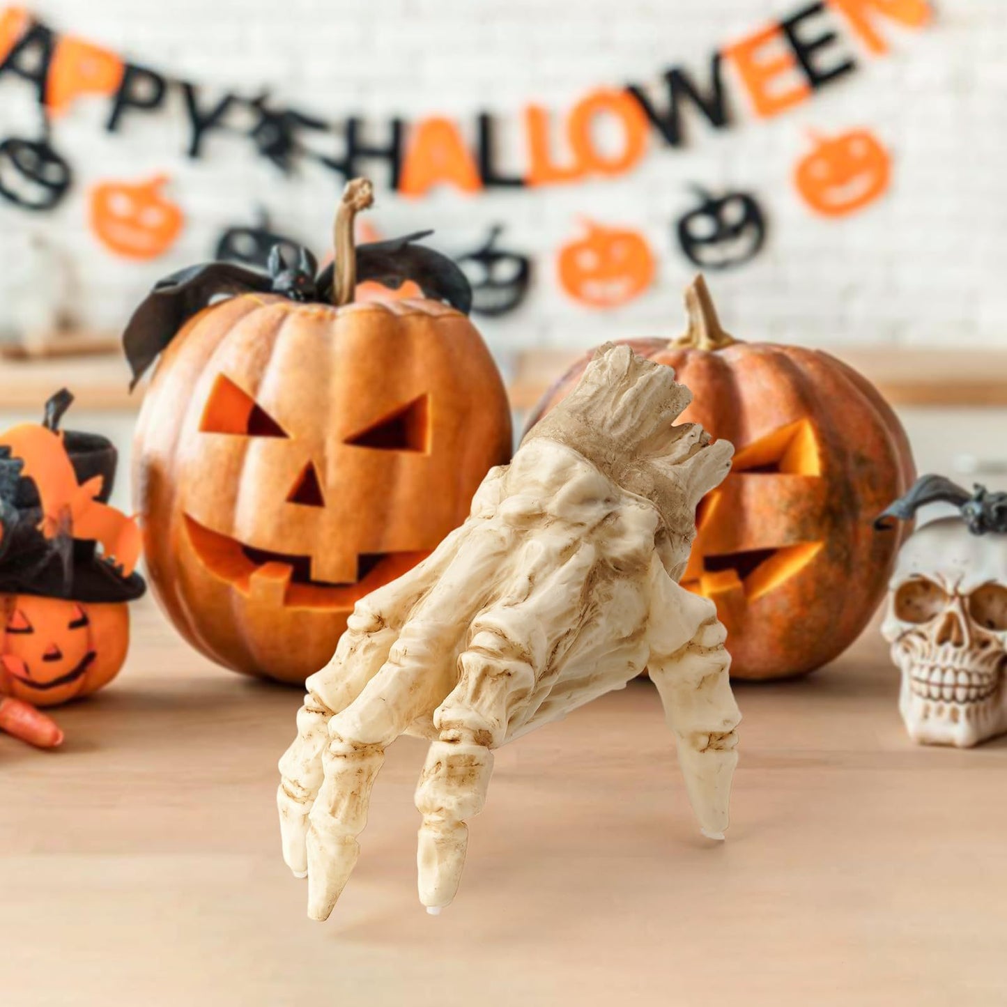 Mano Strisciante Elettrica Luminosa di Halloween - Decorazione Animata con Induzione Luminosa e Suoni Spettrali