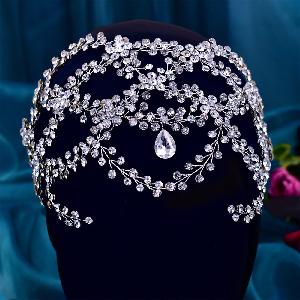 Diadema Sposa Fatto a Mano con Strass a Croce e Design a S