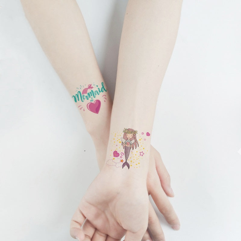 Adesivi Tatuaggi Sirena Impermeabili – Decorazioni Ecologiche per Feste di Compleanno a Tema Cartoni Animati