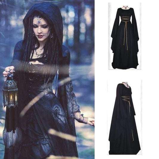 Vestito Halloween A Maniche Lunghe con Cinghia Rotonda Costume da Strega
