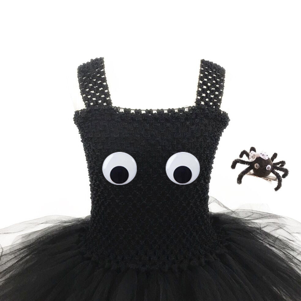 Abito da Bambina in Tulle con Gonna a Rete - Completo Halloween con Ragno