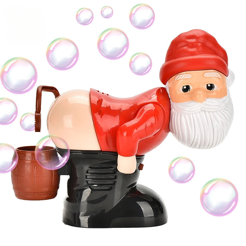 Macchina elettrica per bolle di Babbo Natale che soffia bolle Musica Intrattenimento leggero Giocattolo Scherzo Ornamento divertente Regali di Natale Decorazioni di Natale