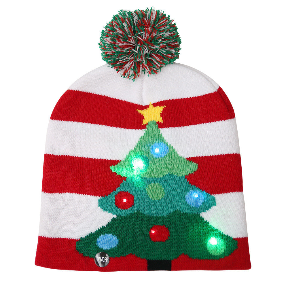 Cappello di Natale Lavorato a Maglia con Luci LED  –  Anche Variante con Sciarpa