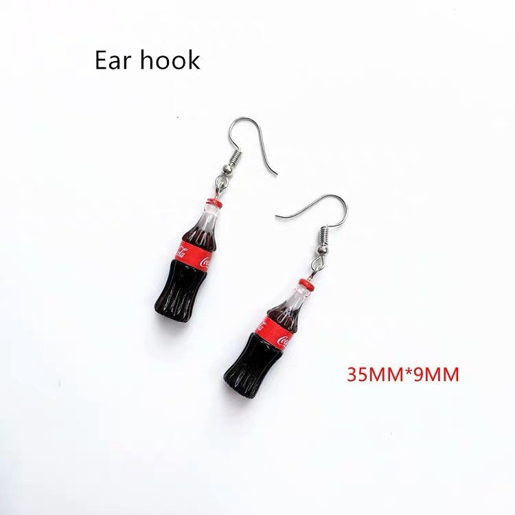 Orecchini  con simulazione di ciambella, bibita, torta e tappo