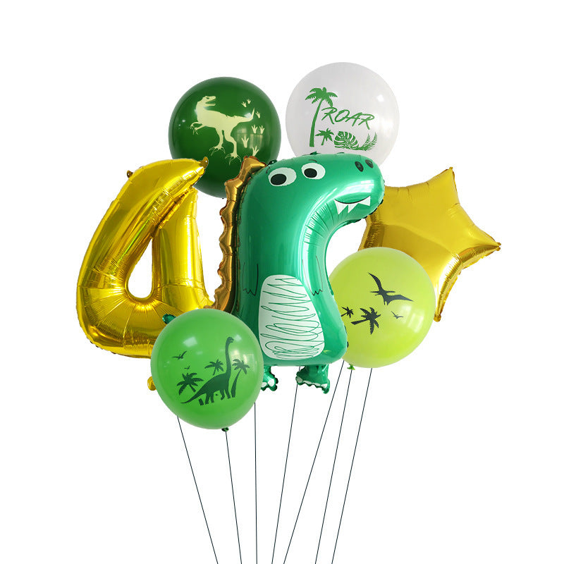 Decorazione per feste di compleanno nella giungla con palloncini a forma di dinosauro in pellicola di alluminio