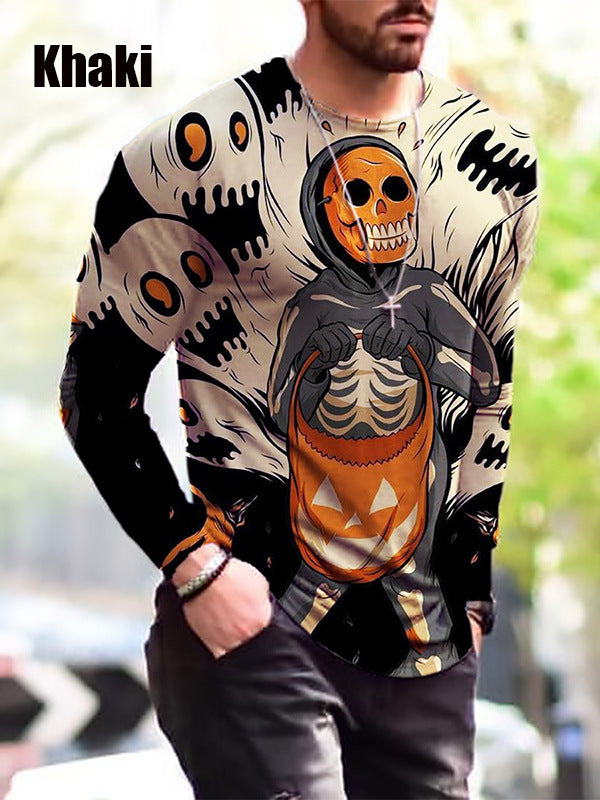 T-shirt Uomo a Maniche Lunghe: Stile Halloween per l'Autunno e l'Inverno
