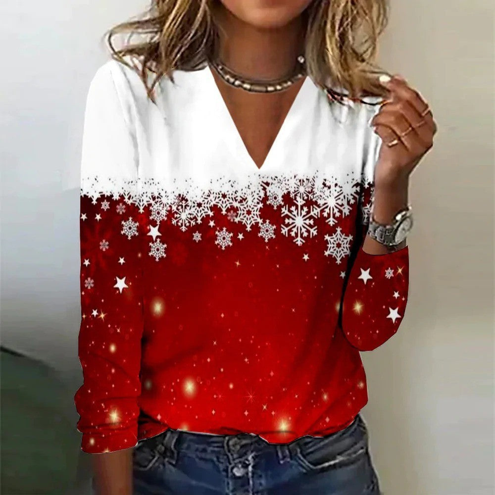 Maglione da Donna a Maniche Lunghe con Scollo a V: Magia del Natale