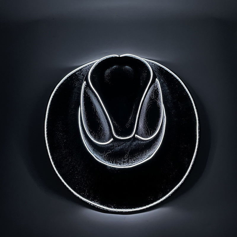 Cappello Cowboy Lampeggiante Fluorescente – Accessorio Wireless per Feste di Carnevale e Halloween