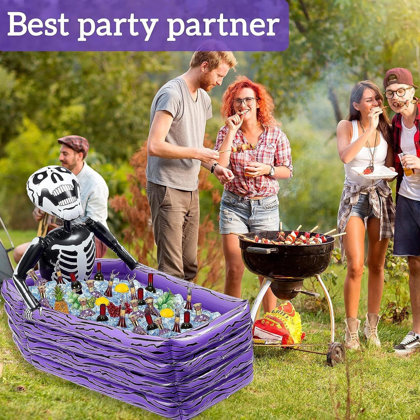 Secchiello Gonfiabile per Bevande Viola tema Halloween: Perfetto per la Piscina e le Feste!