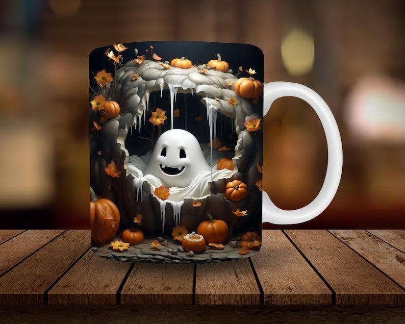 Tazza in ceramica con zucca di Halloween