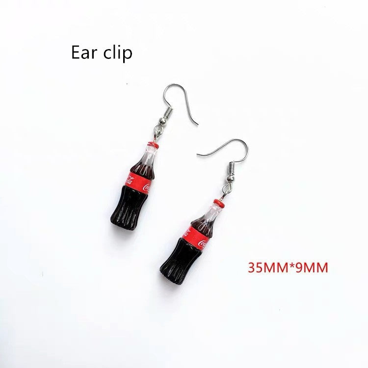 Orecchini  con simulazione di ciambella, bibita, torta e tappo