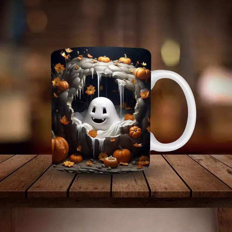 Tazza in ceramica con zucca di Halloween