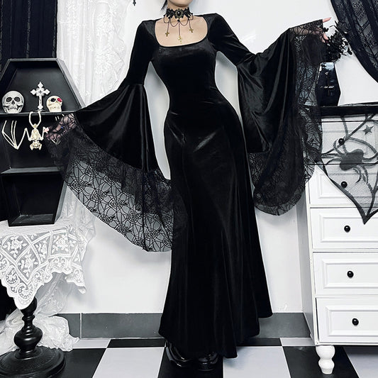 Abito a Maniche Lunghe con Dettagli Ragnatela per Halloween