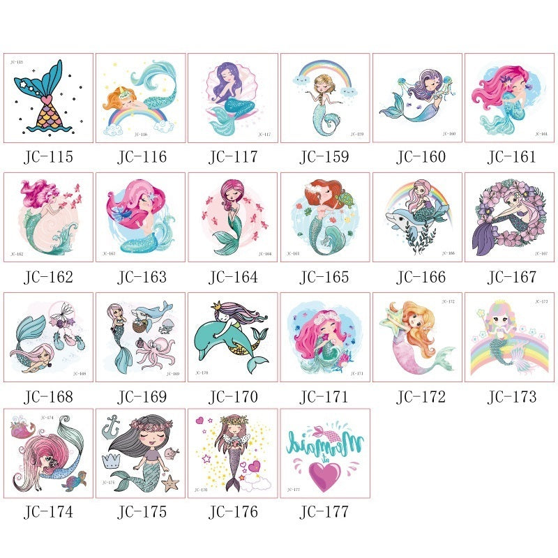 Adesivi Tatuaggi Sirena Impermeabili – Decorazioni Ecologiche per Feste di Compleanno a Tema Cartoni Animati