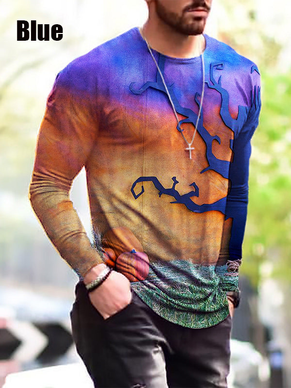 T-shirt Uomo a Maniche Lunghe: Stile Halloween per l'Autunno e l'Inverno