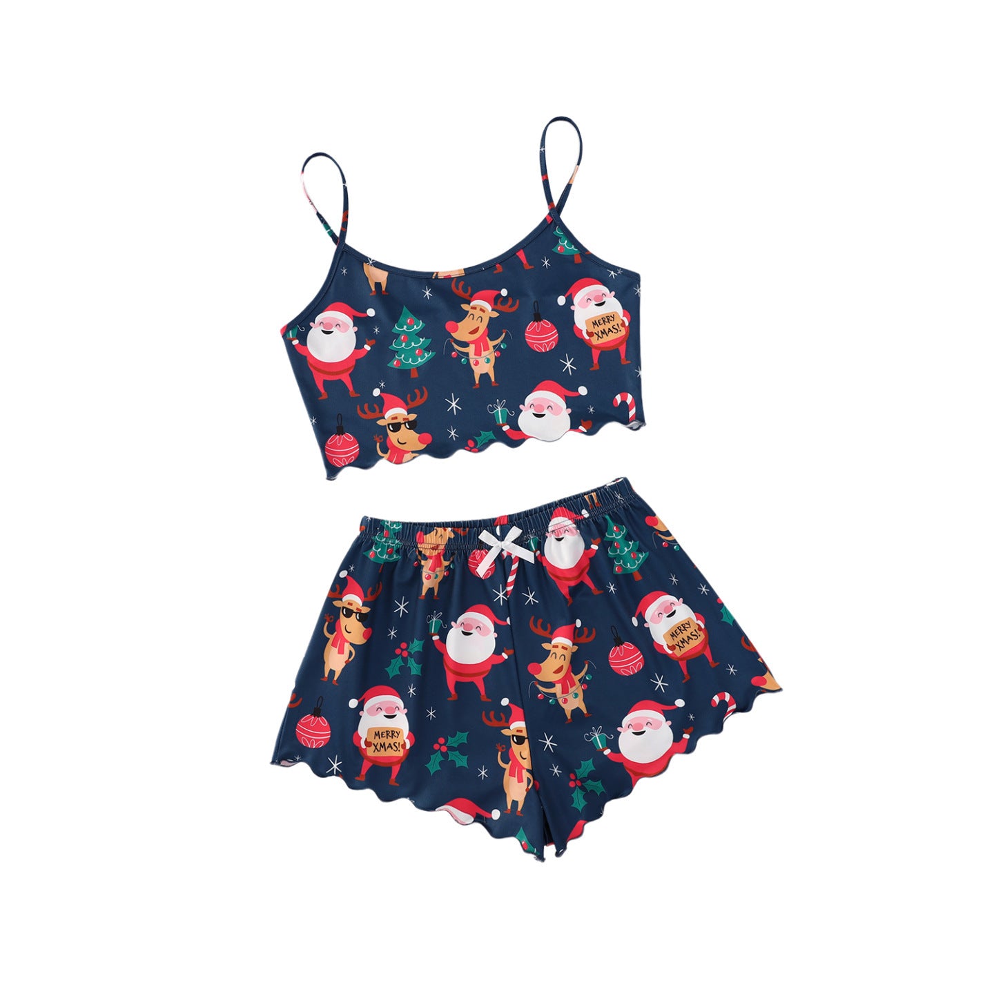 Pigiama Senza Maniche da Donna con Spalline Sottili: Magia del Natale