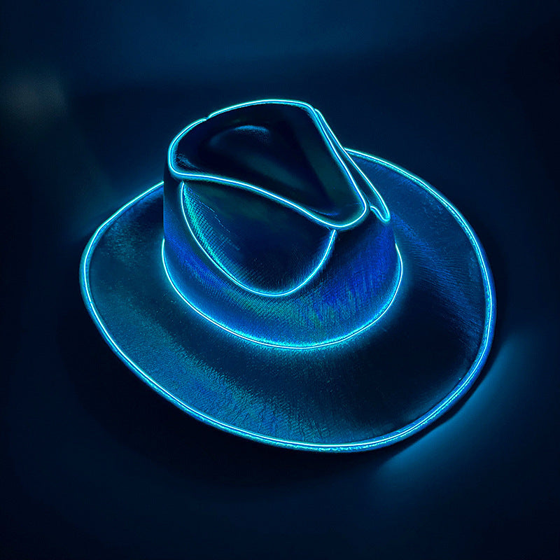 Cappello Cowboy Lampeggiante Fluorescente – Accessorio Wireless per Feste di Carnevale e Halloween