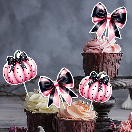 Inserti Decorativi, Zucche con Fiocco per Halloween