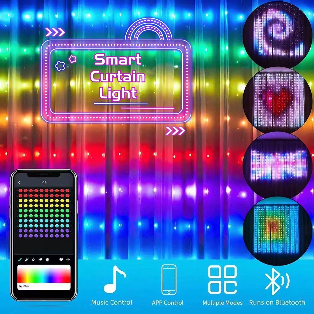 Luci a Stringa LED RGB Intelligenti con Controllo Bluetooth tramite App, Decorazione per Natale, Ghirlanda di Luci Fatate, Display Fotografico Fai-da-Te, Decorazioni per Feste e Matrimoni