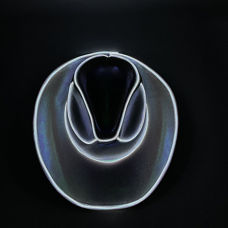 Cappello Cowboy Lampeggiante Fluorescente – Accessorio Wireless per Feste di Carnevale e Halloween