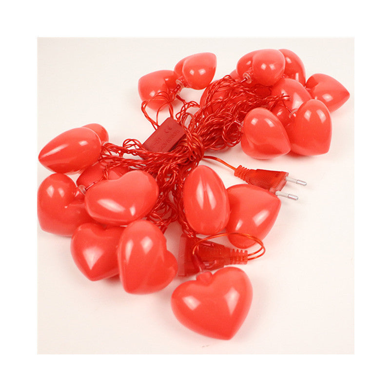 Decorazione per feste in camera, catena luminosa a forma di cuore, luce d'atmosfera a LED rossa