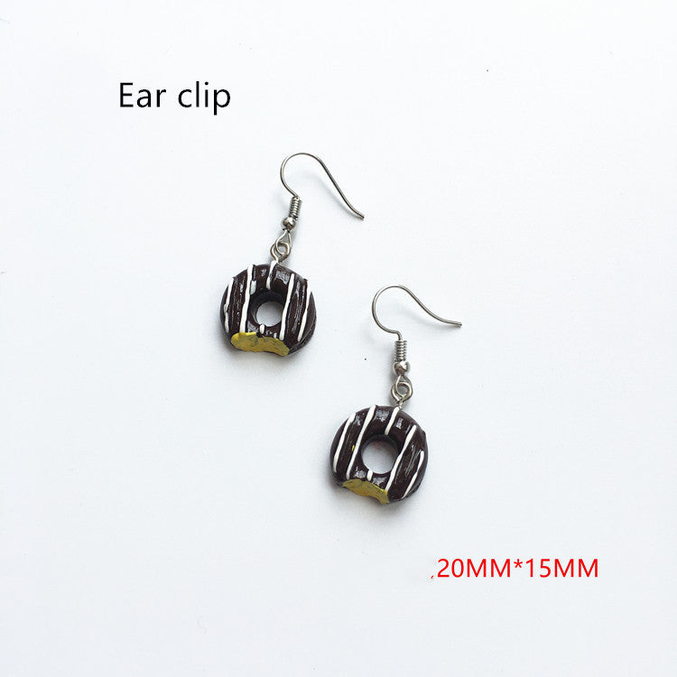 Orecchini  con simulazione di ciambella, bibita, torta e tappo