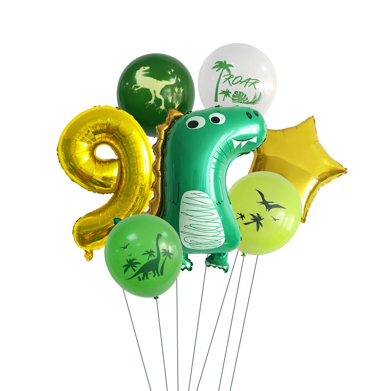 Decorazione per feste di compleanno nella giungla con palloncini a forma di dinosauro in pellicola di alluminio