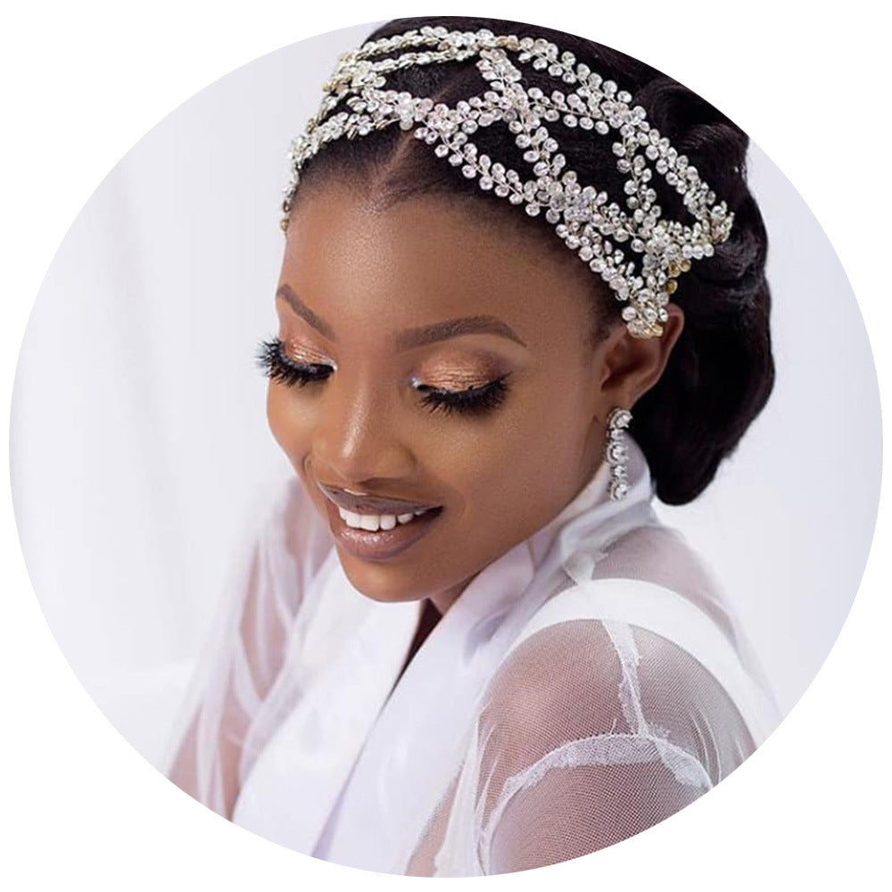 Diadema Sposa Fatto a Mano con Strass a Croce e Design a S