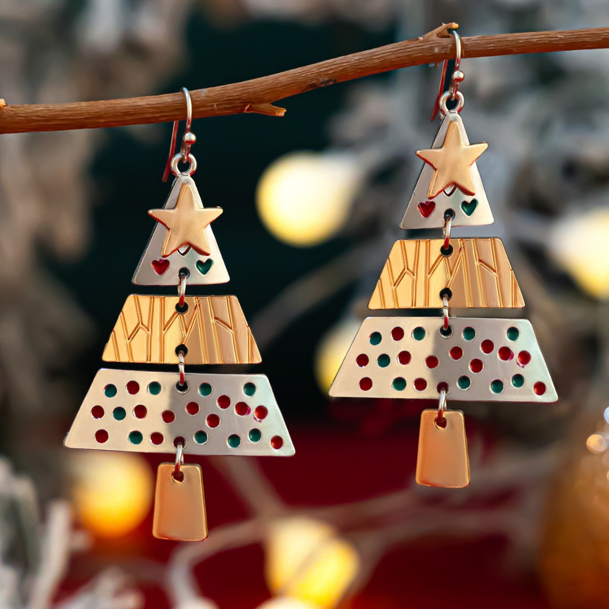 Set Collana e Orecchini Natale: Eleganza con Ciondolo Albero di Natale