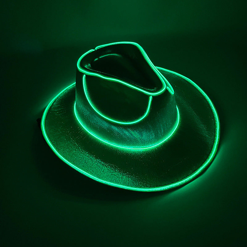 Cappello Cowboy Lampeggiante Fluorescente – Accessorio Wireless per Feste di Carnevale e Halloween