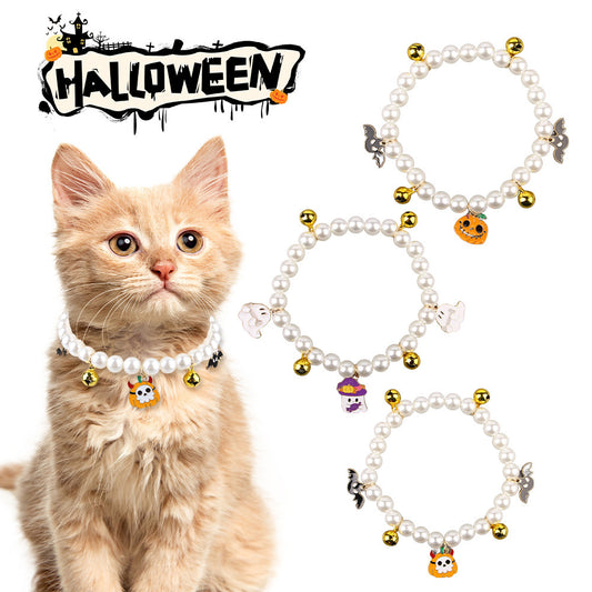 Collare di Halloween per gatti. Collana di perle per animali domestici