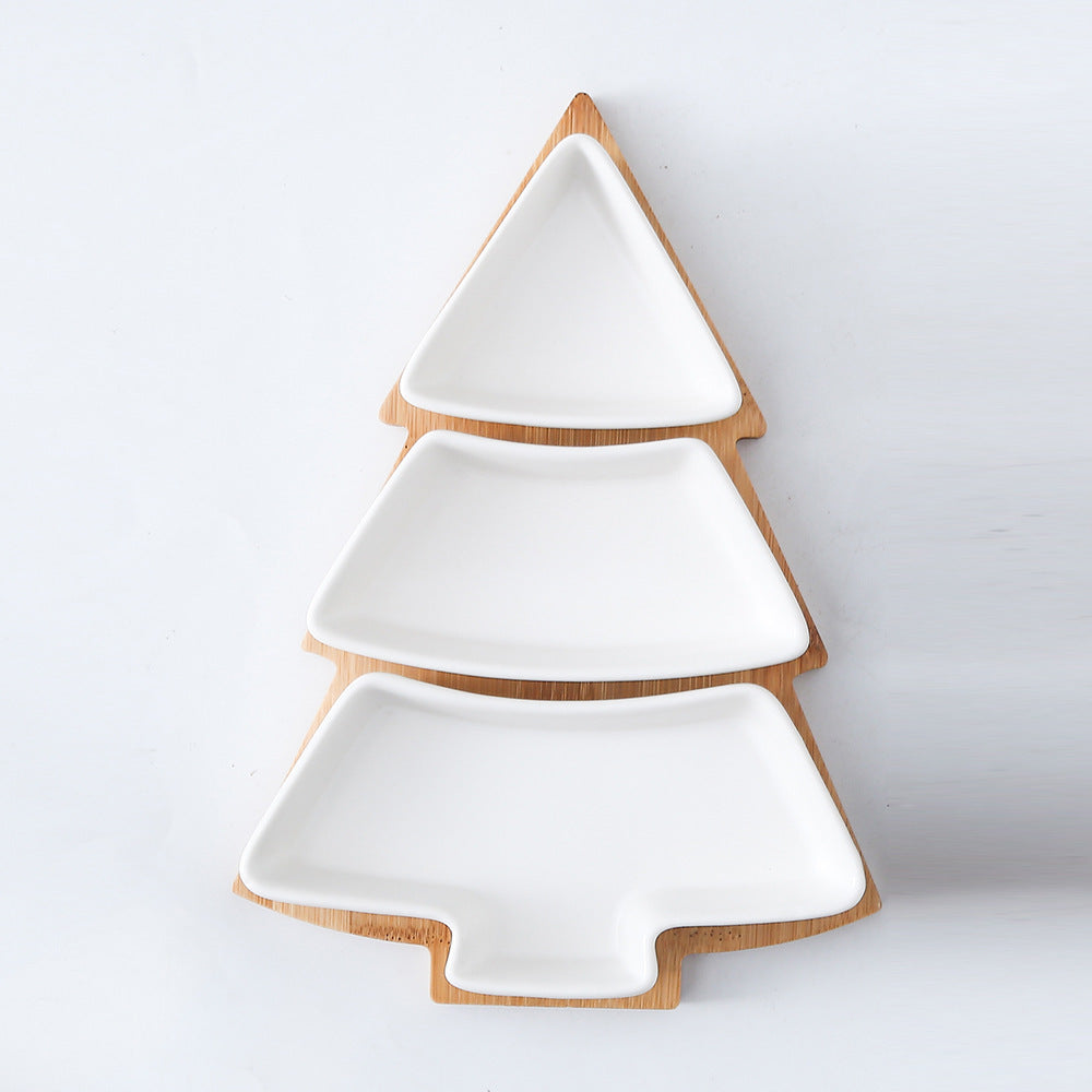 Piatto creativo per caramelle, frutta, snack; in ceramica a forma di albero di Natale
