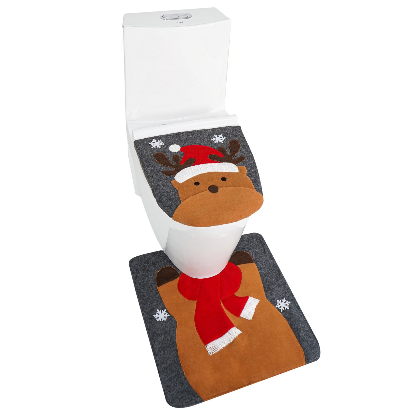 Coprisedile e tappeto Natalizio per WC - Design Pupazzo di Neve,Babbo Natale, Renna. Perfetto per Decorazioni Feste Invernali e Natalizie