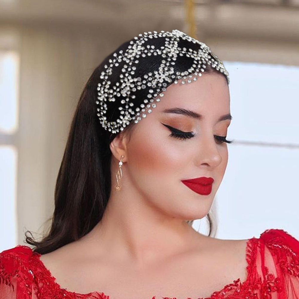 Diadema Sposa Fatto a Mano con Strass a Croce e Design a S