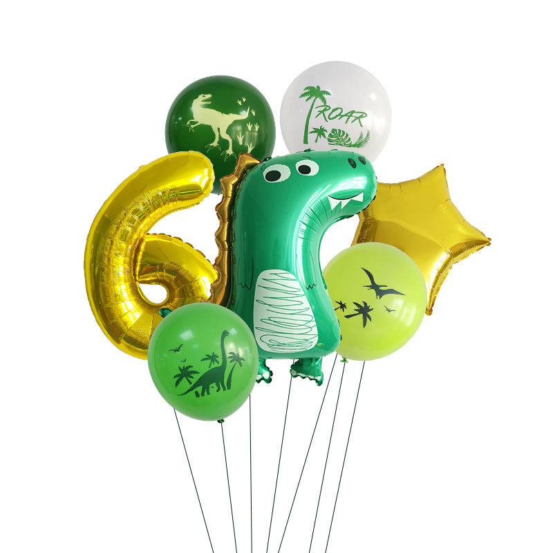 Decorazione per feste di compleanno nella giungla con palloncini a forma di dinosauro in pellicola di alluminio