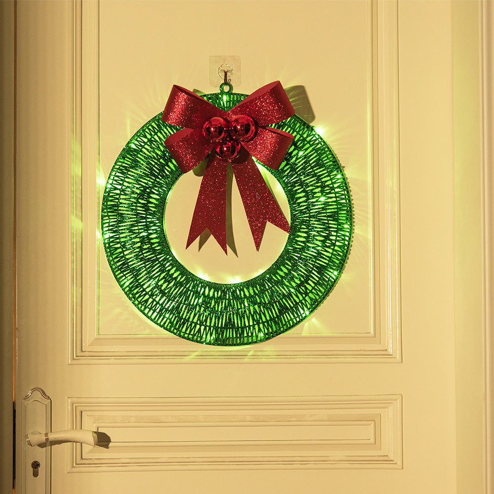 Ghirlanda Luminosa di Natale 50CM con LED e Fiocco: Eleganza per la Porta di Casa
