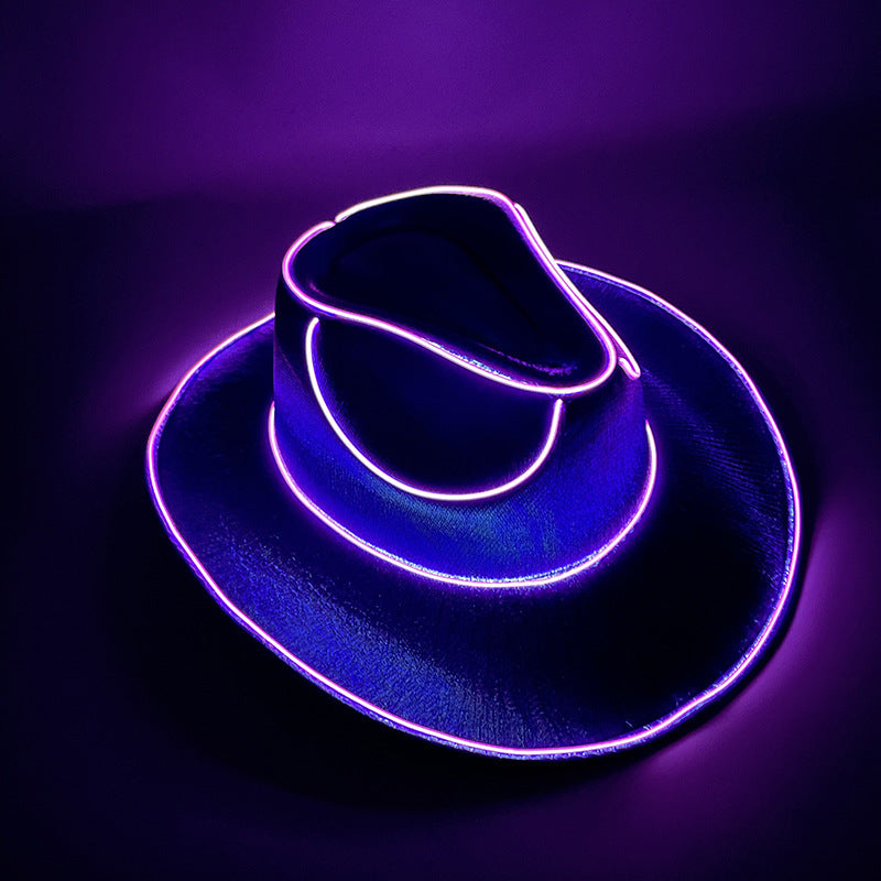 Cappello Cowboy Lampeggiante Fluorescente – Accessorio Wireless per Feste di Carnevale e Halloween