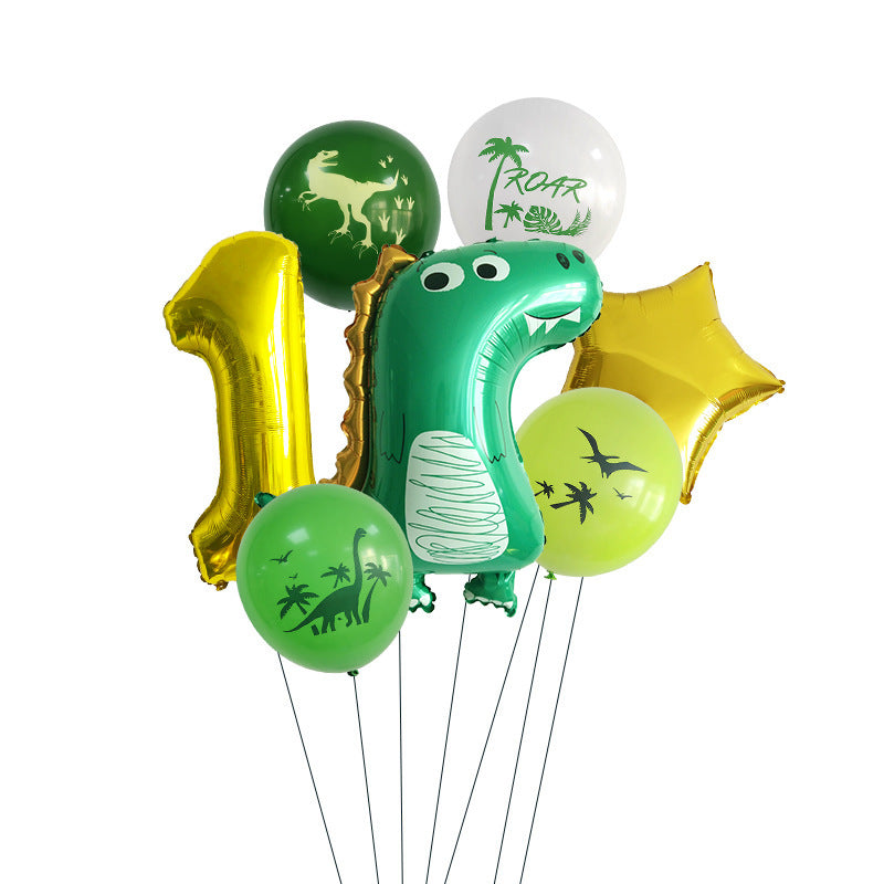 Decorazione per feste di compleanno nella giungla con palloncini a forma di dinosauro in pellicola di alluminio