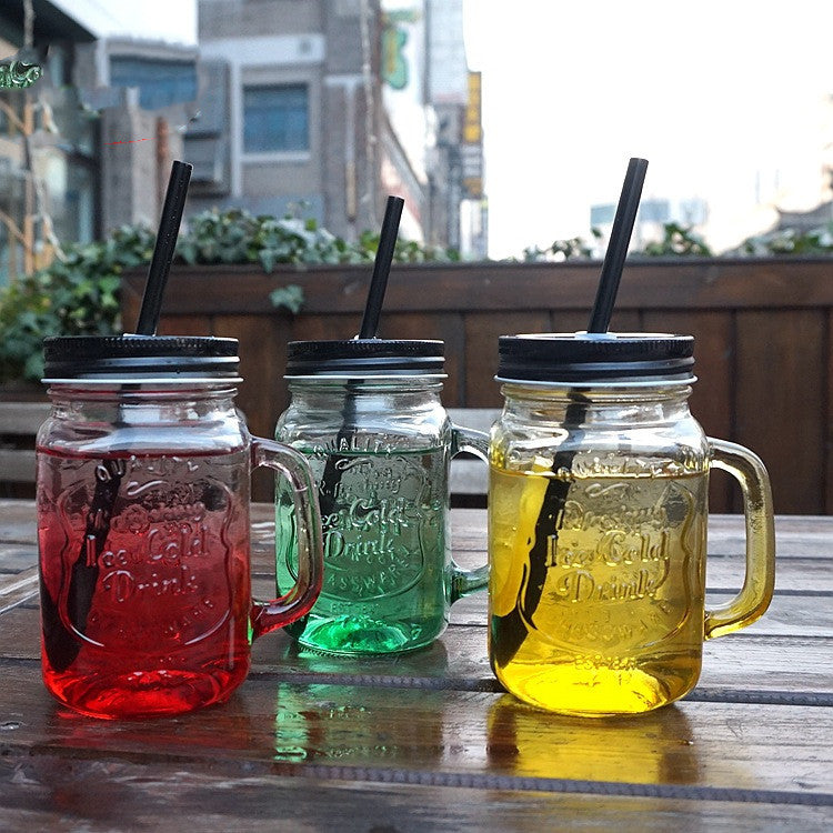 Tazza per bevande in vetro sigillato Tazza con manico a gallo trasparente