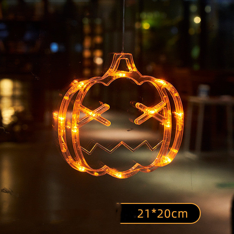Luci LED per Finestre di Halloween con Ragno, Zucca e Fantasmi Appesi – Luci Atmosferiche per Horror, Decorazioni per Feste e Decorazioni per la Casa