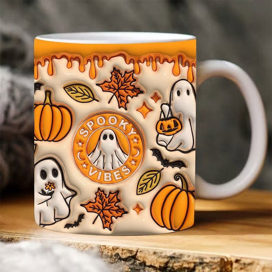 Tazza in ceramica con zucca di Halloween